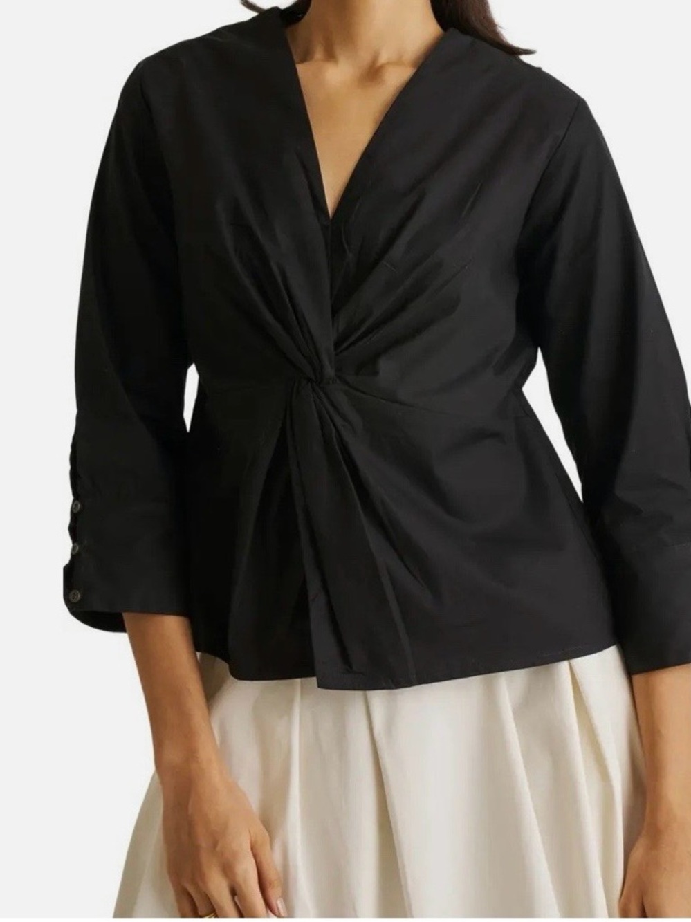 Reistor Black Twist Top Top Blouse NWT Sustainable